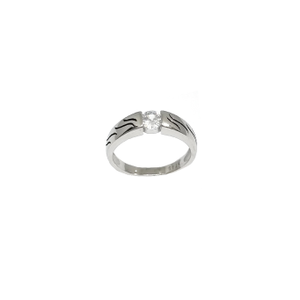 One Diamond Gents Ring In 925 Sterling Silver