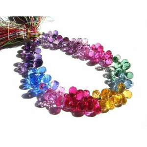 Multi hydro quartz teardrop briollete beads 8