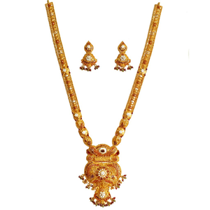 916 Gold CZ Diamond Minakari Necklace With Ea