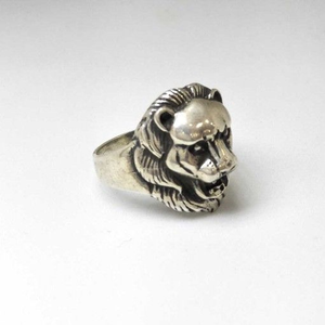 925 Sterling Silver Oxides Lion Gents Ring