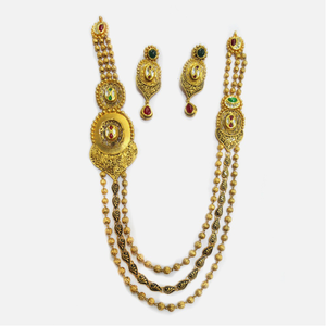 22KT Gold Antique 3 Layer Necklace Set RHJ-40