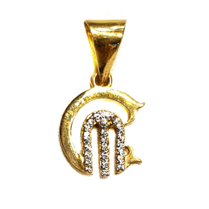 22k gold cz diamond cm monogram later pendant