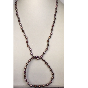 Brown oval Pearls Knotted Mala With Matching 