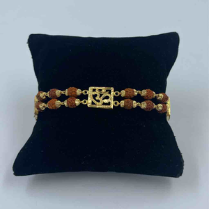 22K Gold Om Disign Double Line Rudraksha Brac