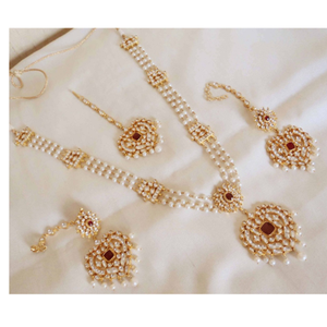 Raani Haar Long Kundan Necklace Set with Earr