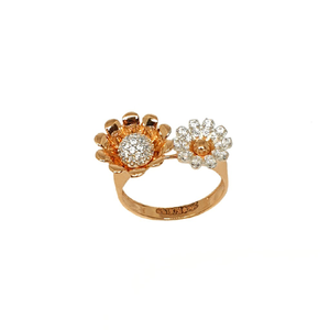 18k rose gold flower shaped designer ring mga