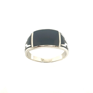 925 Sterling Silver Black Meenakari Ring MGA 