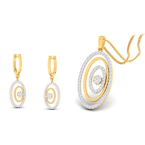 22k gold cz classic duo pendant set