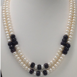 Freshwater White Flat Pearls 2 Layers Necklac