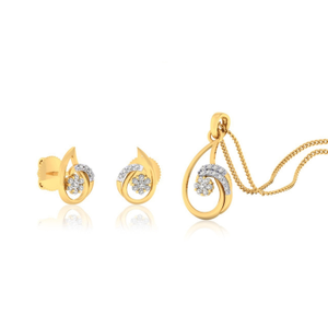 22k gold cz blossom pendant set