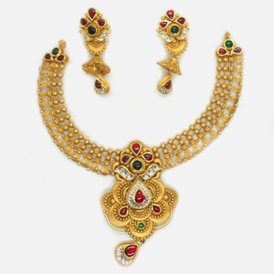 916 Gold Antique Bridal Necklace Set RHJ-6028