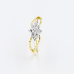 Floral Motif Nine Stone Real Diamond Finger R