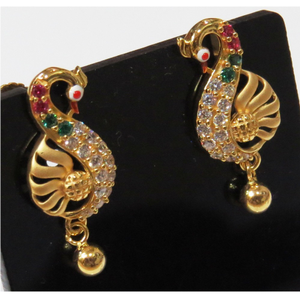 22kt gold cz peacock design earring s-1