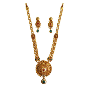 22k Gold Antique Round Shaped Necklace Set MG