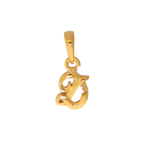 22k yellow gold pendant plain dazzle alphabet