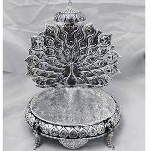 925 pure silver antique singhasan with dancin