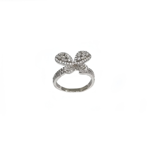 Butterfly Diamond Ring In 925 Sterling Silver