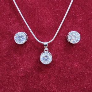 925 silver round shape diamond chain pendant 