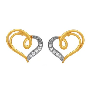 18k gold real diamond heart shape earring mga