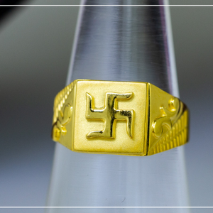 22k yellow gold swastik hallmarked ring for m