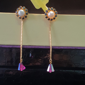 91.6 peral Moti black stone hanging earrings