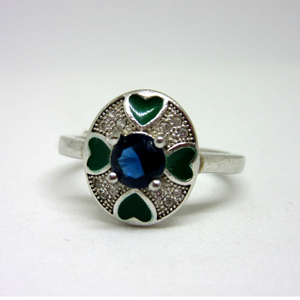 Silver 925 blue diamond meen ring sr925-231