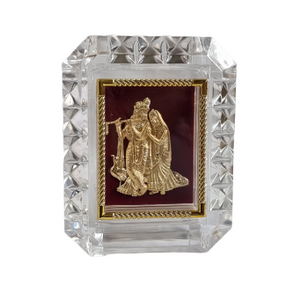 Radhe krishna crystal frame in 24k gold leaf 
