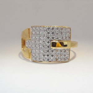 916 cz gold fancy gents ring