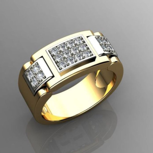 Fine Jewelry 18 Kt   Yellow Gold CZ Men'S Eng