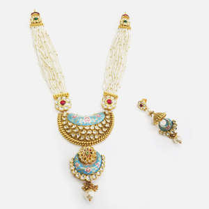 916 Gold Antique Bridal Long Necklace Set RHJ