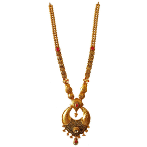 22K Gold Antique Long Set With Earrings Buti 