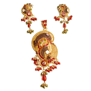 22k Gold Kalkatti Meenakari Designer Pendant 