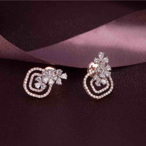 18KT Designer Real Diamond Rose Gold Earring