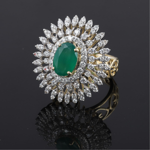18kt real emerald diamond rings