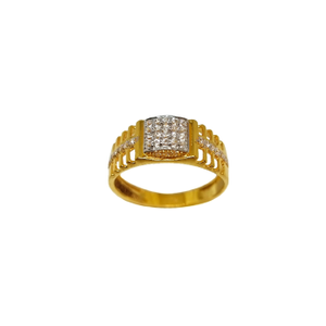 22K Gold Designer CZ Diamond Gents Ring MGA -