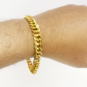 18 kt yellow gold cuban link chain men's brac