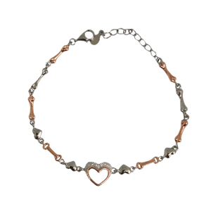 925 Sterling Silver Heart Shape Bracelet MGA 