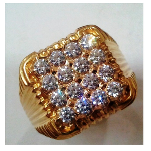 22kt gold close setting CZ classic gents ring