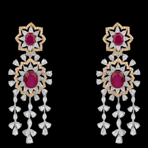 Diamonds and Ruby Earrings JSJ0191