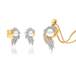 22k gold cz curling paisely pendant set