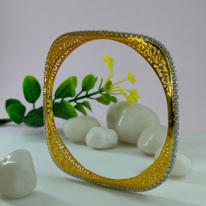 Gold square shape diamond bangle