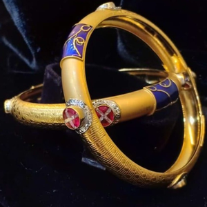 916 gold blue meenakari bangle