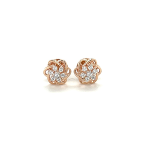 Dainty diamond stud earrings in 14k rose gold