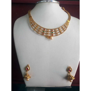 Gold Copper Plated Antique Polki Necklace Set