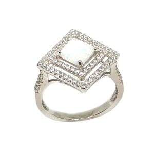 925 Sterling Silver Square Shaped Ring MGA - 