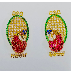 22 kT GOLD COLOUR STONE PEACOCK EARRING TOP