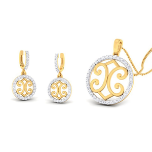 22k gold cz verbena pendant set