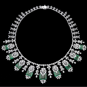 Diamonds and Emeralds Necklace JSJ0133