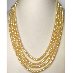 Freshwater golden flat pearls necklace 4 laye