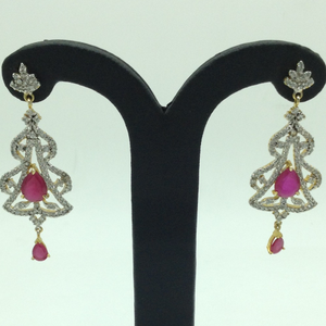 White and Red CZ Stones Ear Hangings JER0040